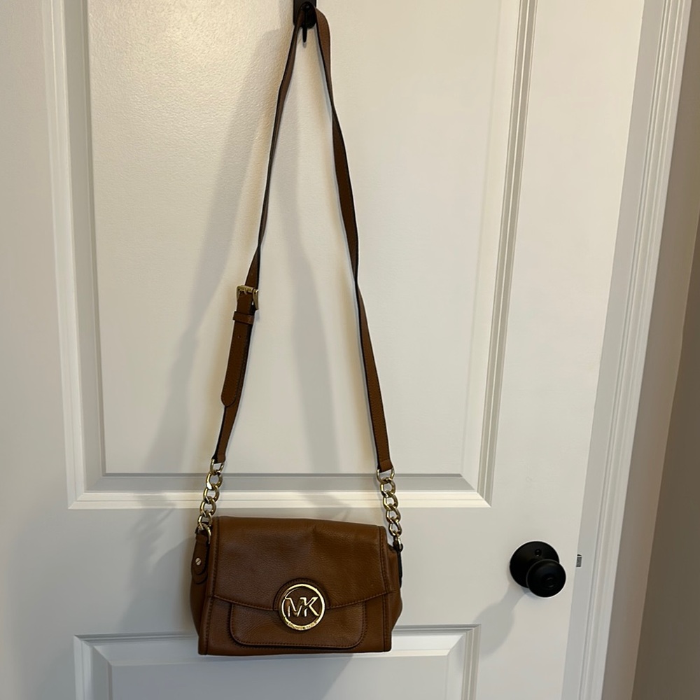 Michael Kors Brown and Gold Crossbody Bag with Luxurious Leather
